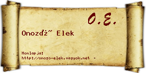Onozó Elek névjegykártya
